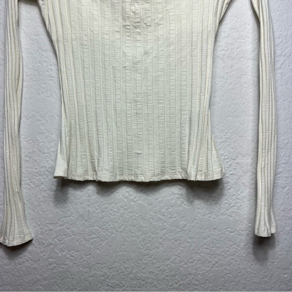 Reformation Delancey Ribbed Knit Top Square Neck Tencel Spandex Ivory - Picture 3 of 11